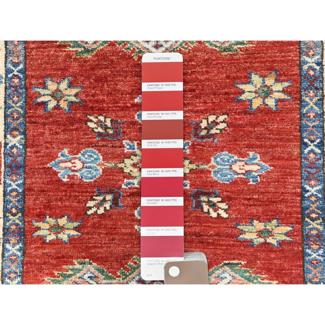 Fire Brick Afghan Super Kazak Wool Hand Knotted Runner Oriental Rug - 4