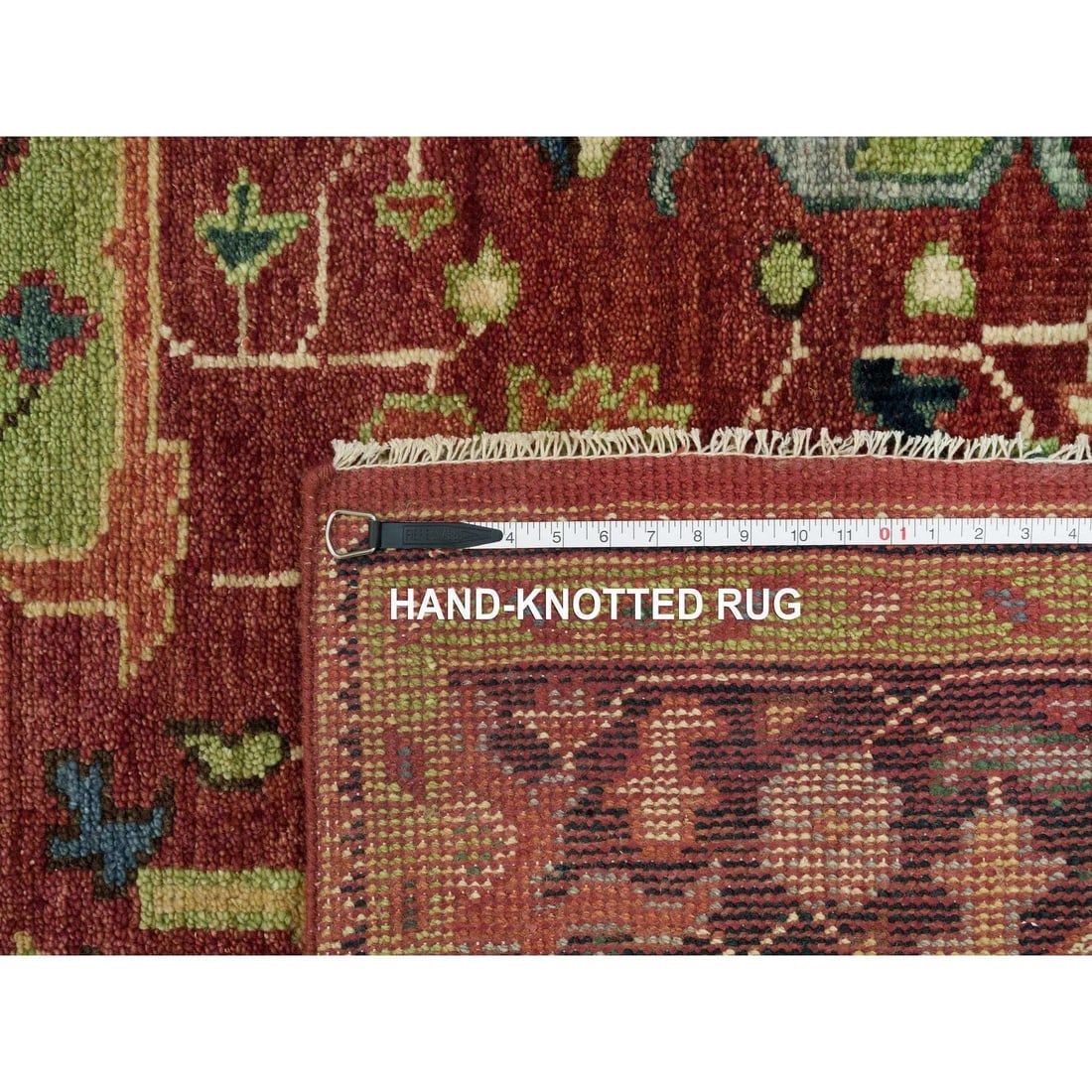 Falu Red Organic Wool Serapi Heris Hand-Knotted Oriental Rug - 11