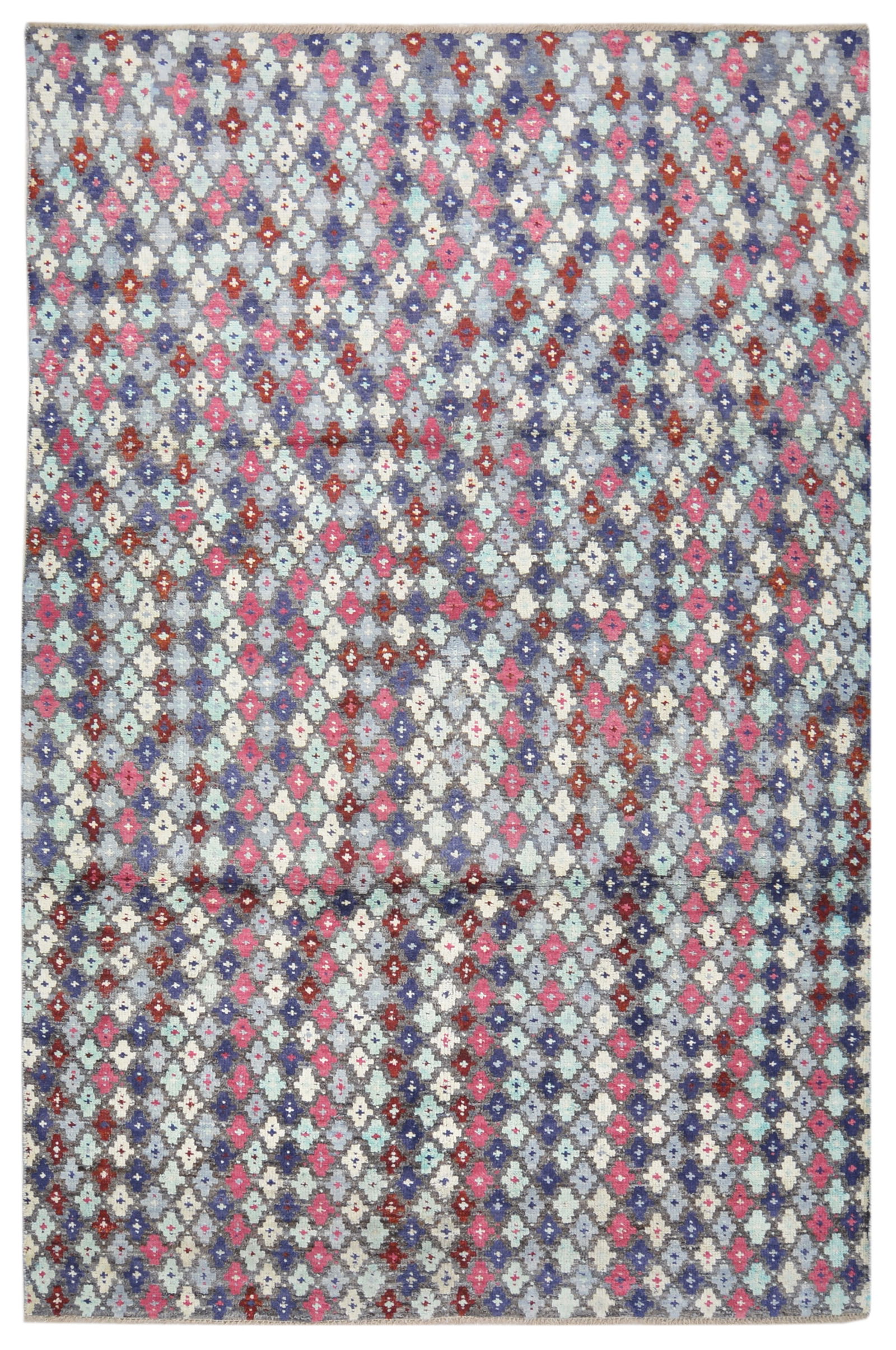 HAND KNOTTED WOOL MOROCCAN RUG: Title:HAND KNOTTED WOOL MOROCCAN RUG Dimensions:6'5X9'8 Age:NEW Origin:MOROCCAN Reserve: $1,875.00 Shipping: Domestic: Shipping rates are determined by destination International: Foreign sh