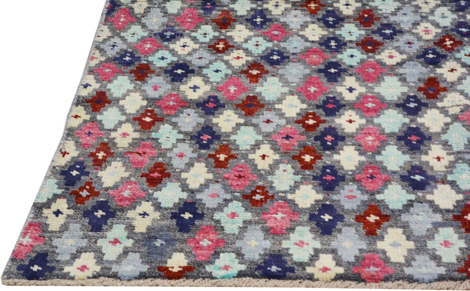 HAND KNOTTED WOOL MOROCCAN RUG - 5