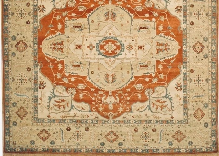 Hand-Knotted Heriz Serapi Rust Wool Oriental Area Rug Carpet 10'1" x 10'2" - 2