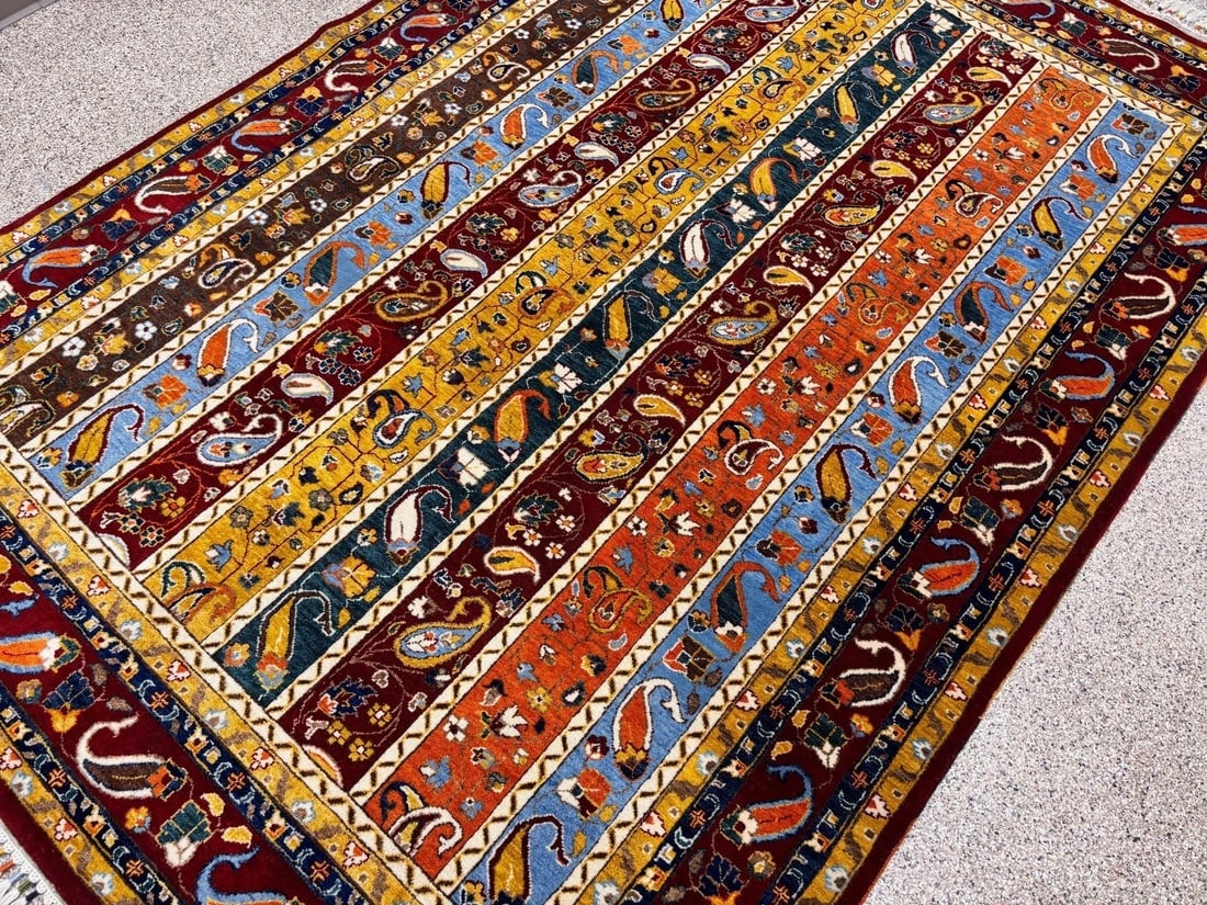 Hand-Knotted Caucasian Paisley Wool Tribal Oriental Area Rug Carpet 6' x 8'8" - 6