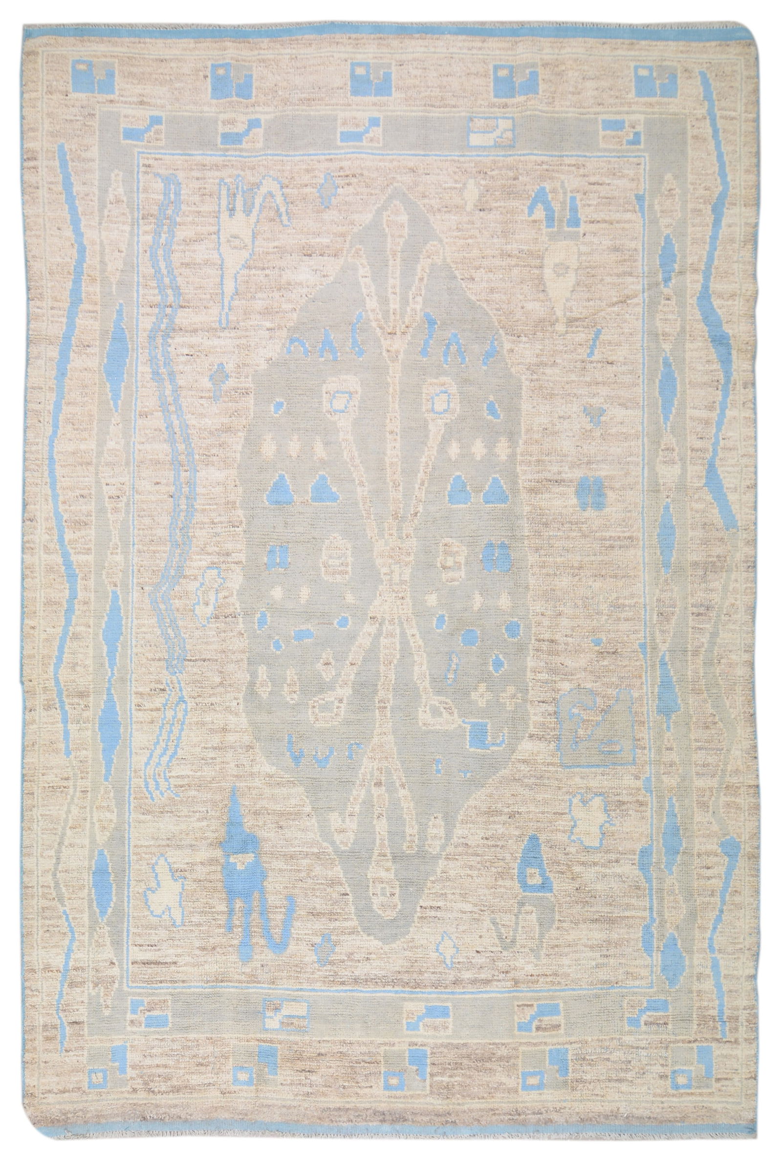 HAND KNOTTED WOOL OUSHAK RUG (1 of 6)
