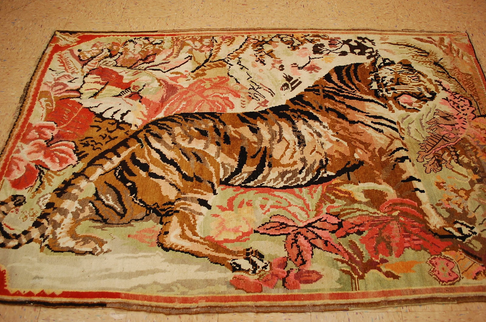 CAUCASIAN GHARABAGH_KARABAKH RUG 4.8x7.5: Title:CAUCASIAN GHARABAGH_KARABAKH RUG 4.8x7.5Description:ANTIQUE ONE OF A KIND HIGHLY DETAILED CAUCASIAN GHARABAGH also called KARABAKH or GARABAKH RUG REPRESENTING THE LONG EXTINCT CASPIAN TIGER