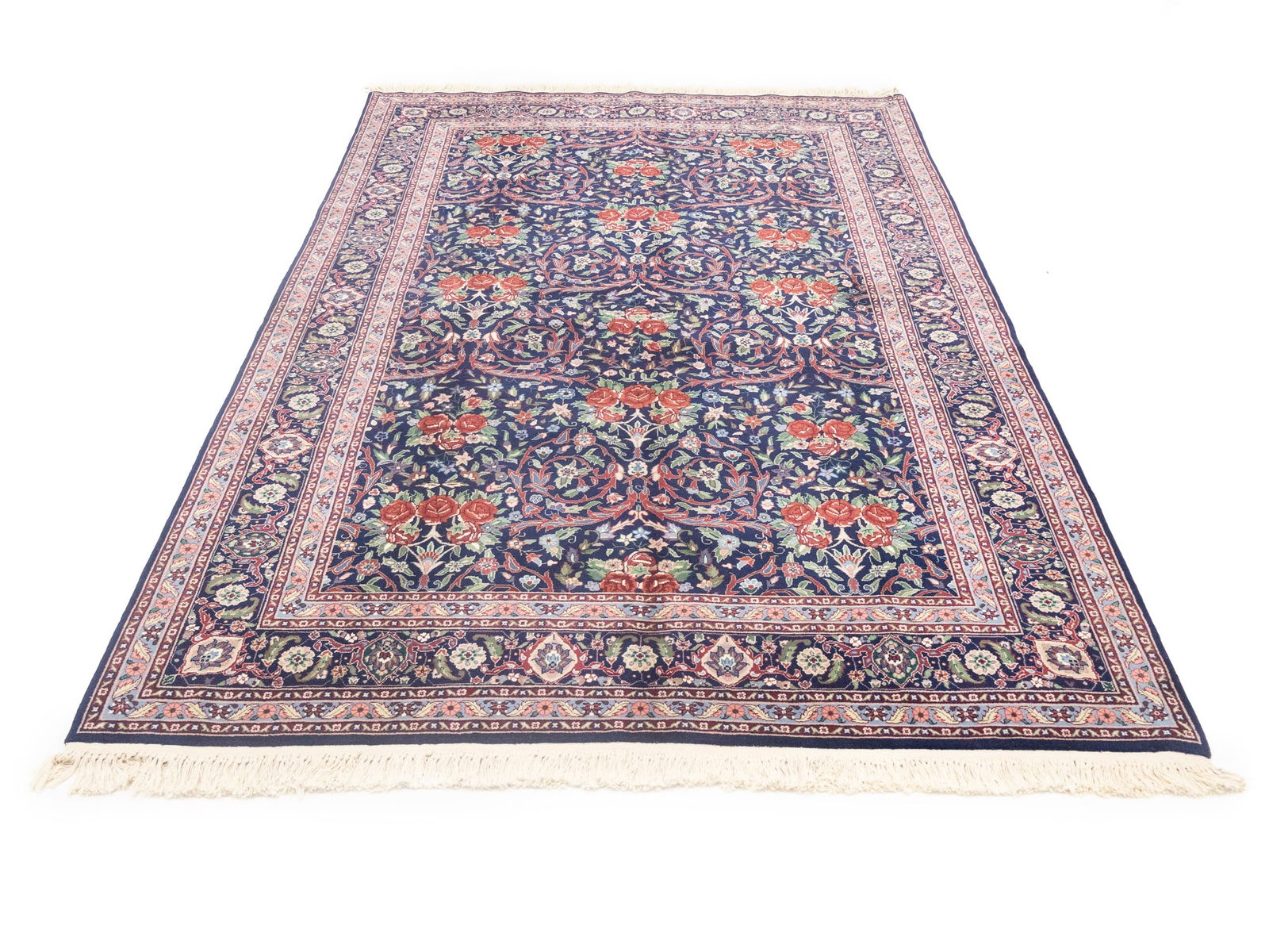 Purple-navy Traditional Floral 6X9 Kerman Pakistan Rug - 12