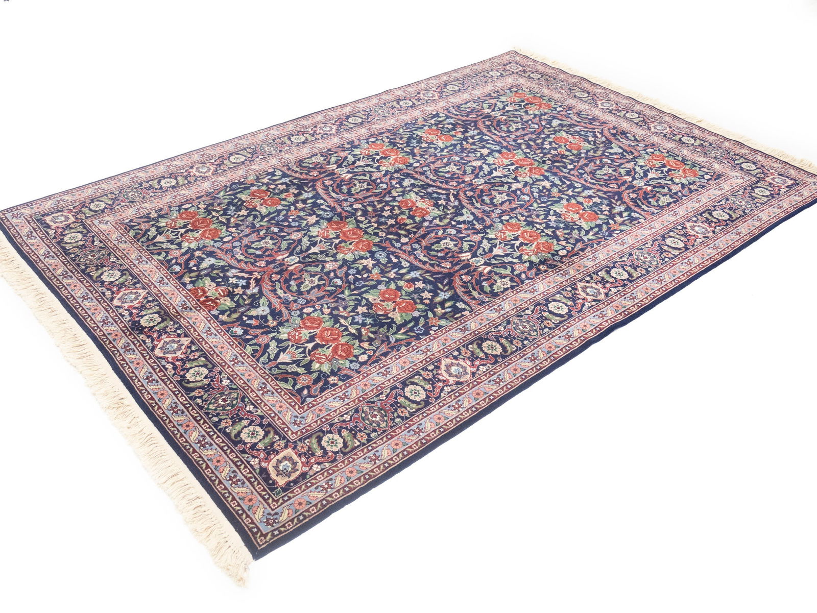 Purple-navy Traditional Floral 6X9 Kerman Pakistan Rug - 5