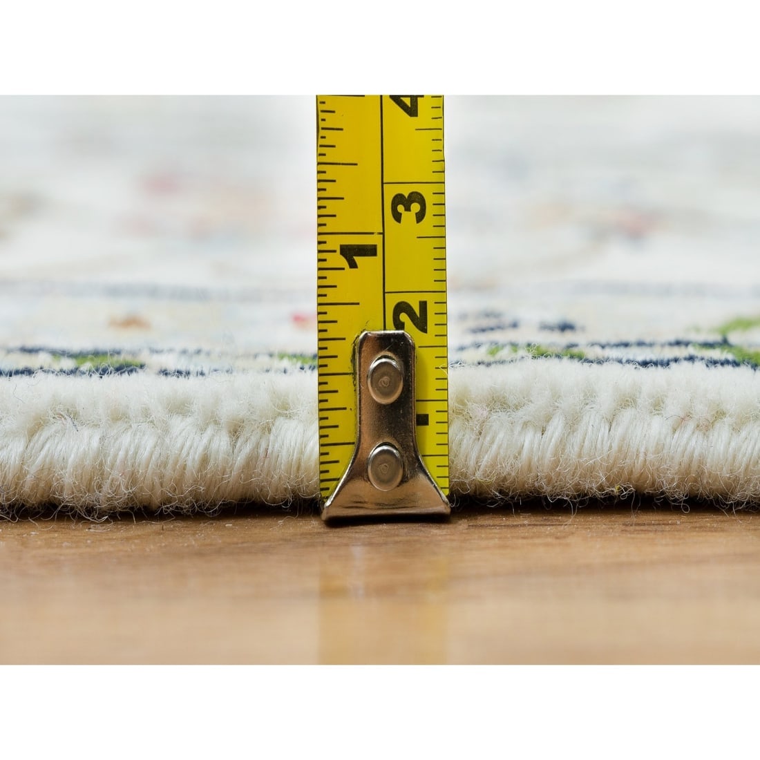 Powder White, Nain Design, 250 KPSI, 100% Wool Hand Knotted Rug - 7