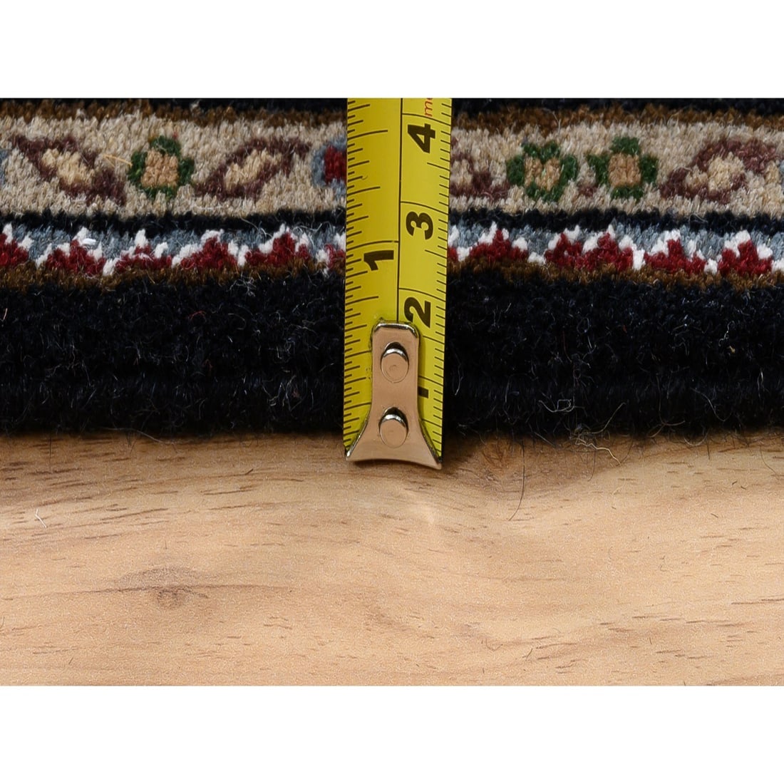 Black Hand Knotted Wool Herati 175 KPSI Oriental Rug - 7