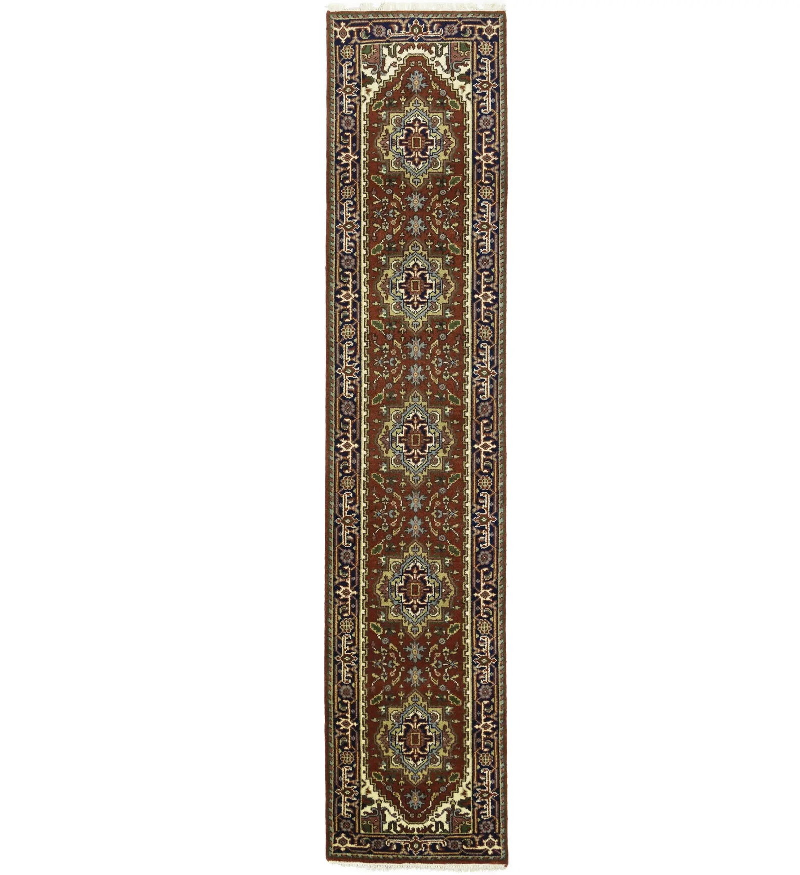Rusty Red Floral 3X12 Heriz Serapi Oriental Runner Rug (1 of 18)