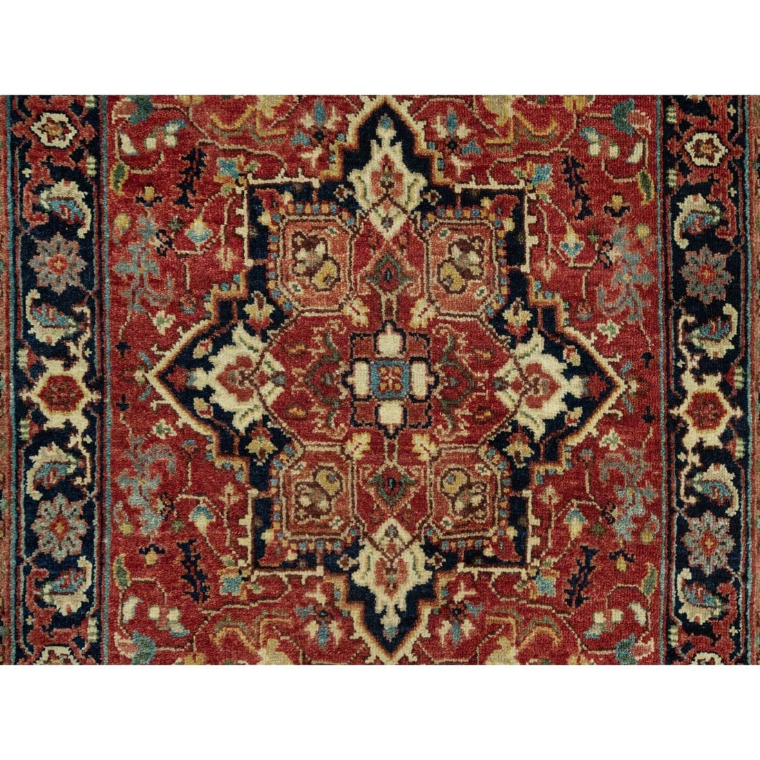 Classy Red Wool Heris Re-Creation Hand Knotted XL Runner Oriental Rug - 5
