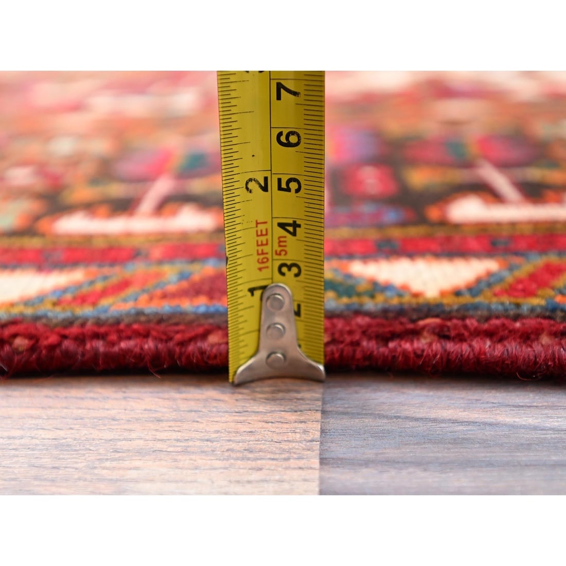 Merlot Red Zoroastrian Heris Wool Good Condition Hand Knotted Rug - 10