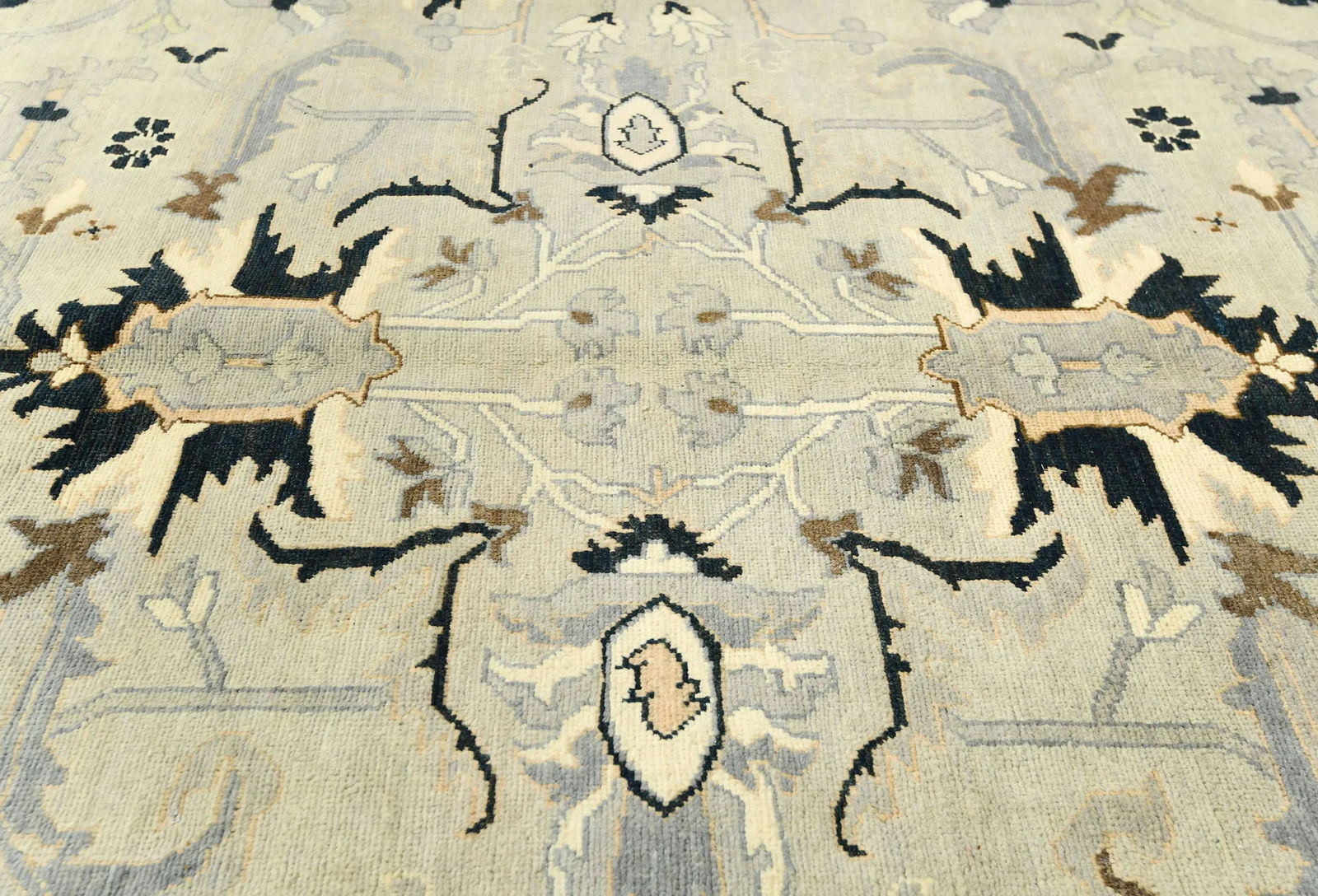 Muted Gray Tribal 9X12 Oushak Chobi Oriental Rug - 4