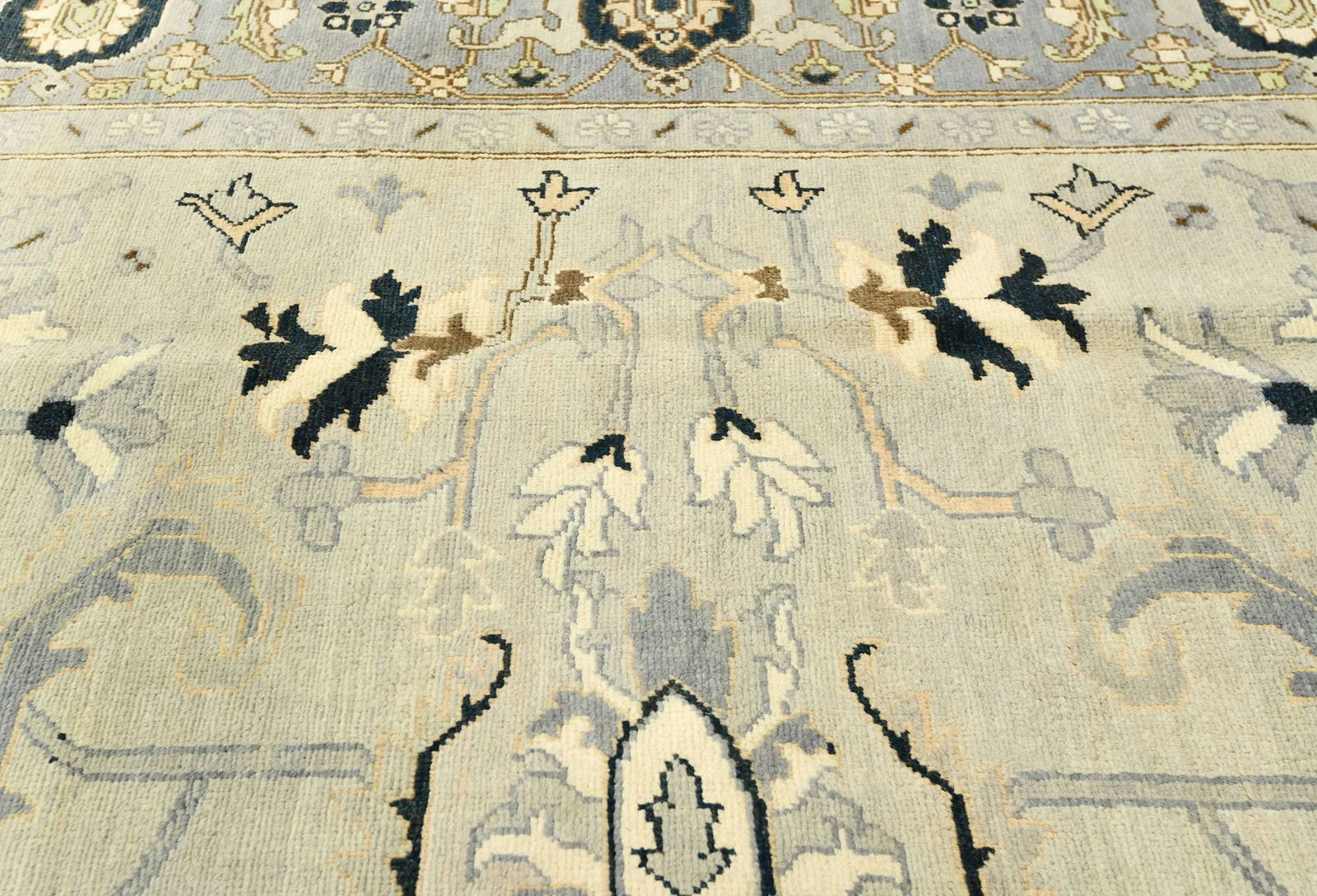 Muted Gray Tribal 9X12 Oushak Chobi Oriental Rug - 6