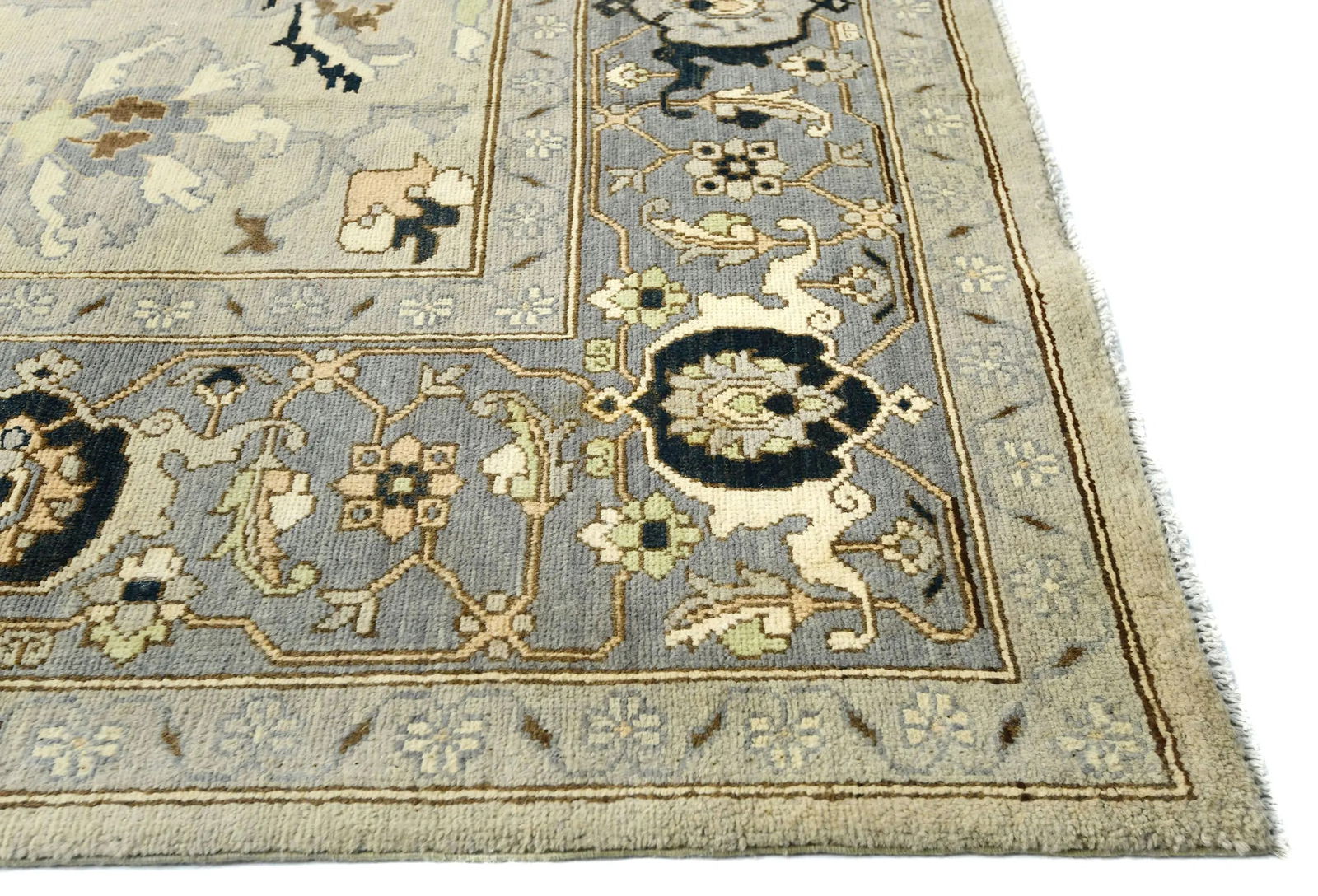 Muted Gray Tribal 9X12 Oushak Chobi Oriental Rug - 7