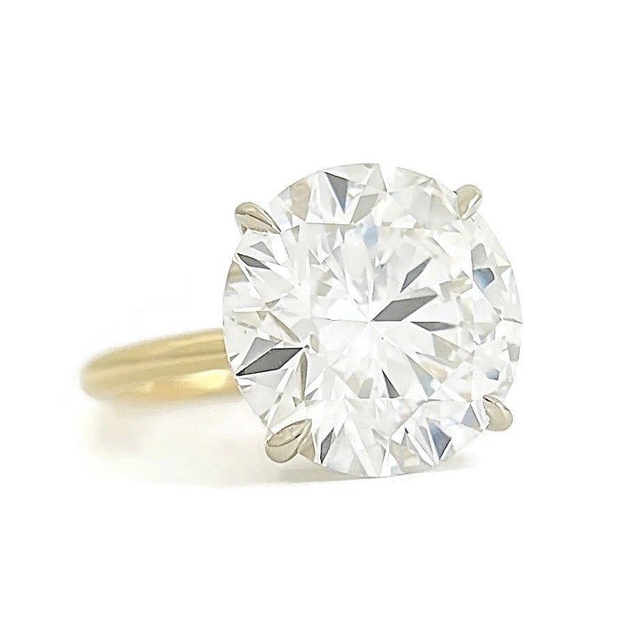 Round Lab-Created Diamond Solitaire Engagement Ring 14K Yellow Gold, 8.36 CT - 2