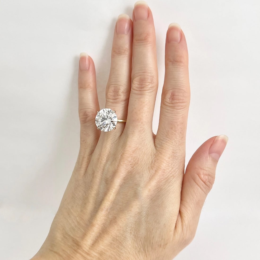 Round Lab-Created Diamond Solitaire Engagement Ring 14K Yellow Gold, 8.36 CT - 3