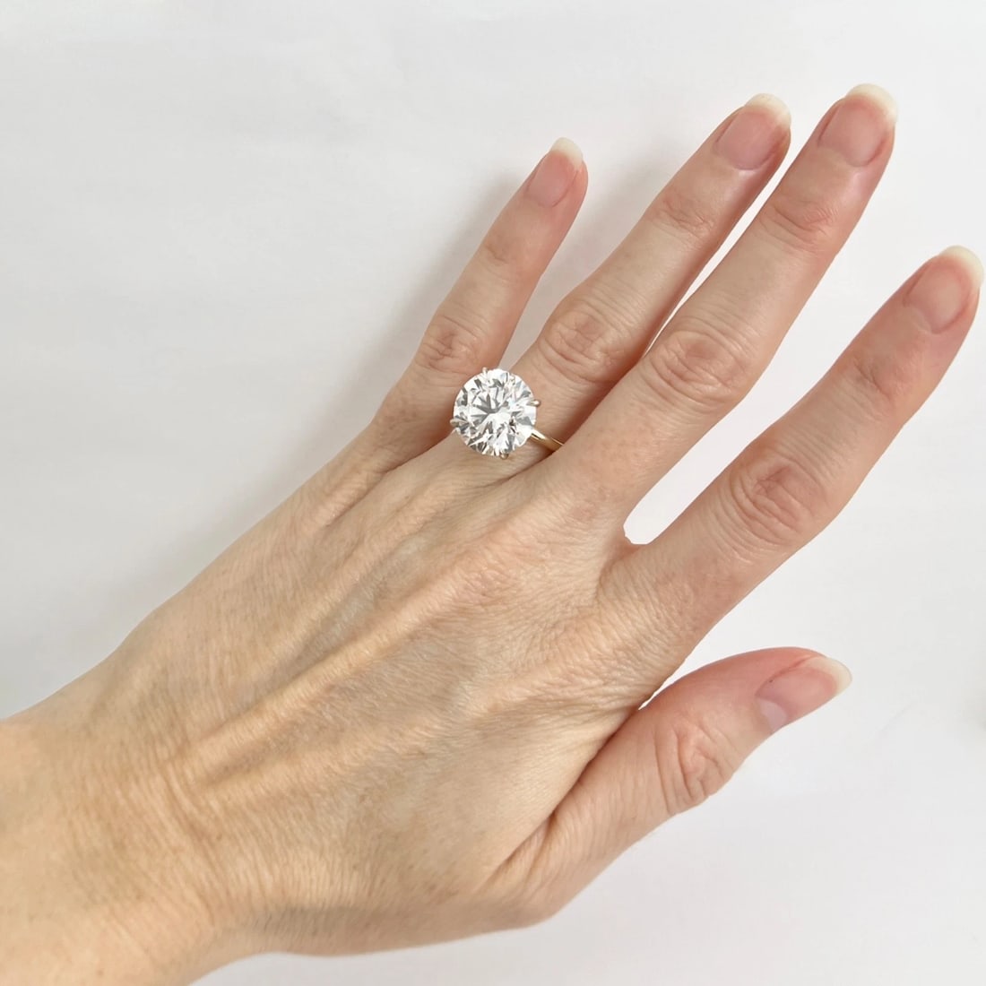 Round Lab-Created Diamond Solitaire Engagement Ring 14K Yellow Gold, 8.36 CT - 4