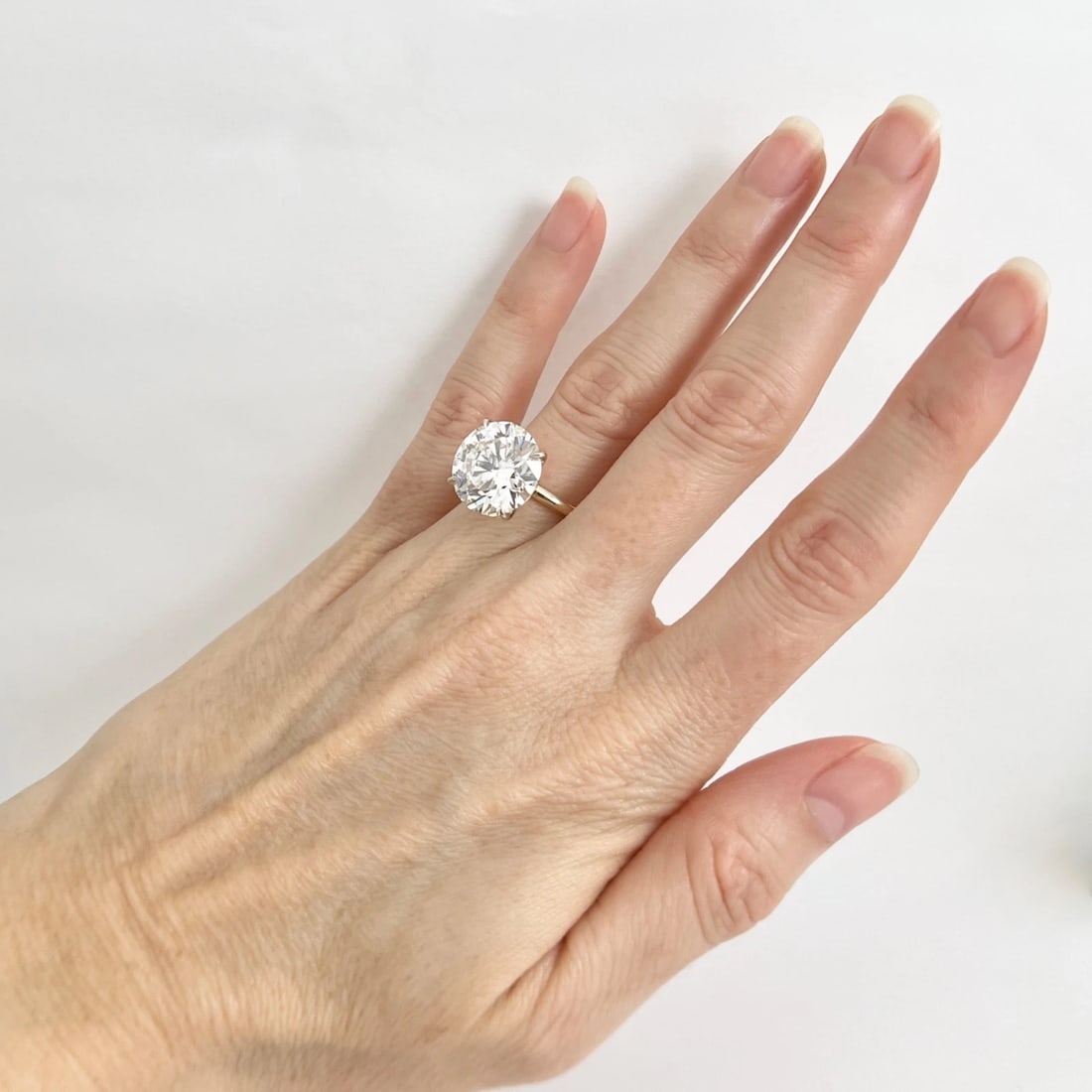 Round Lab-Created Diamond Solitaire Engagement Ring 14K Yellow Gold, 8.36 CT - 5