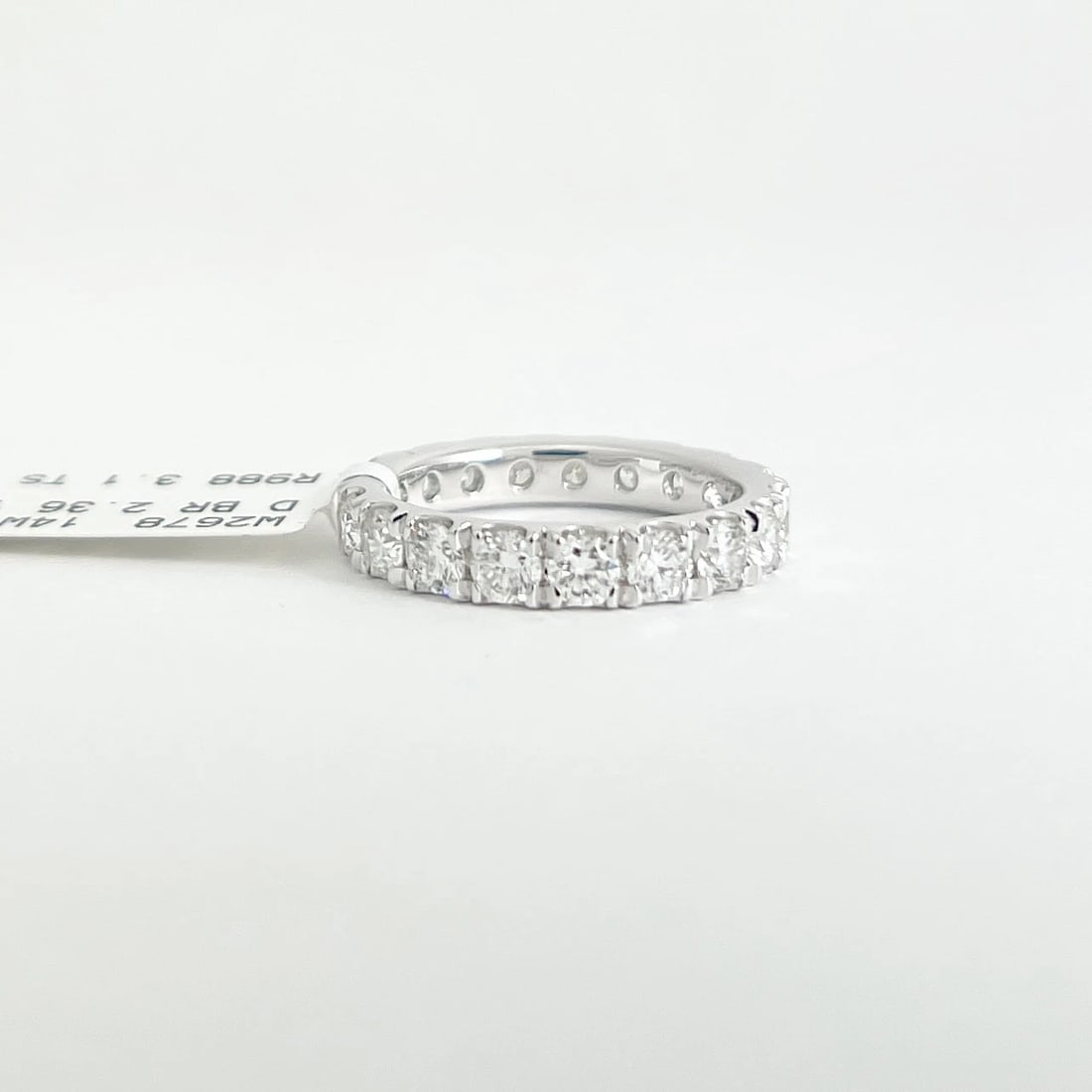 Round Diamond Eternity Ring Wedding Band 14K White Gold, 2.36 CTW, Size 6.5 - 7