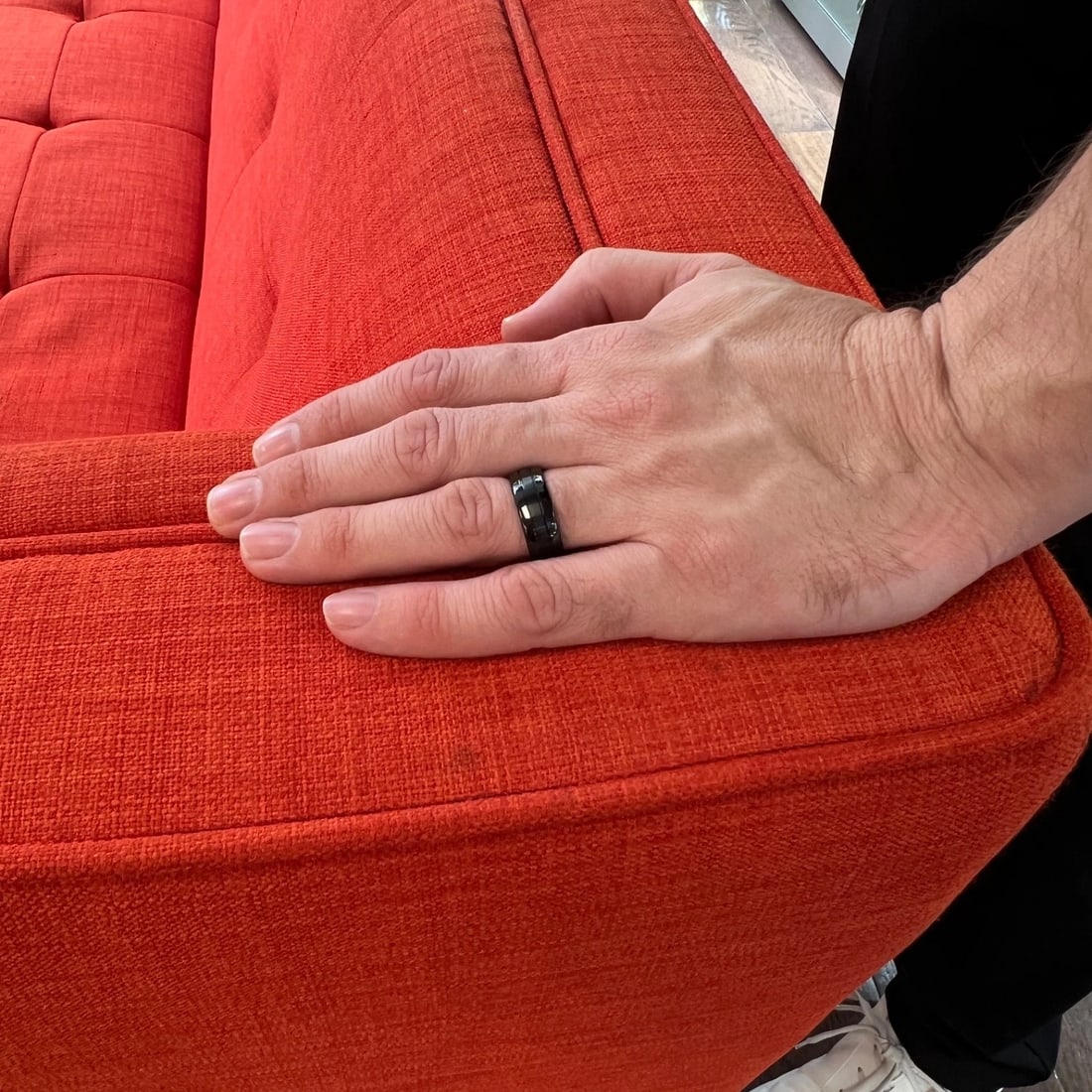 Men's Black Grooved Wedding Band Ring Tungsten Carbide, Size 10, 8 mm - 4