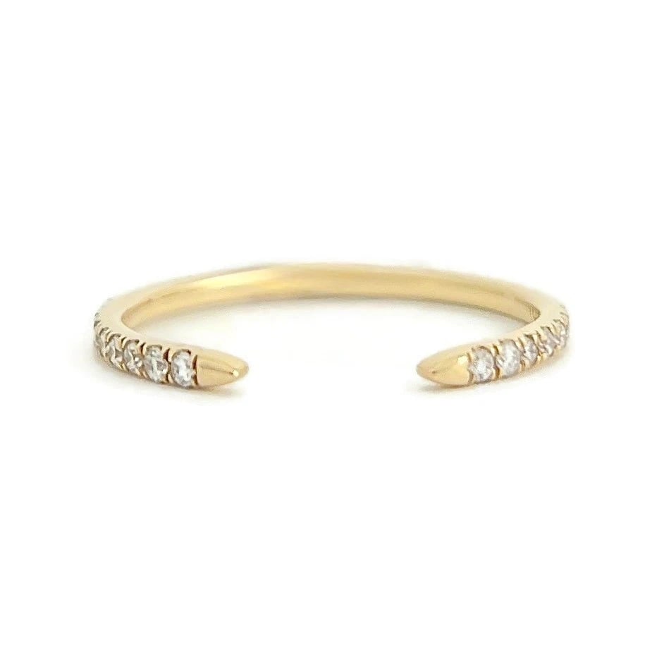 Thin Lab-Created Diamond Open Cuff Wedding Band Ring 14K Yellow Gold, Size 7.5 - 2