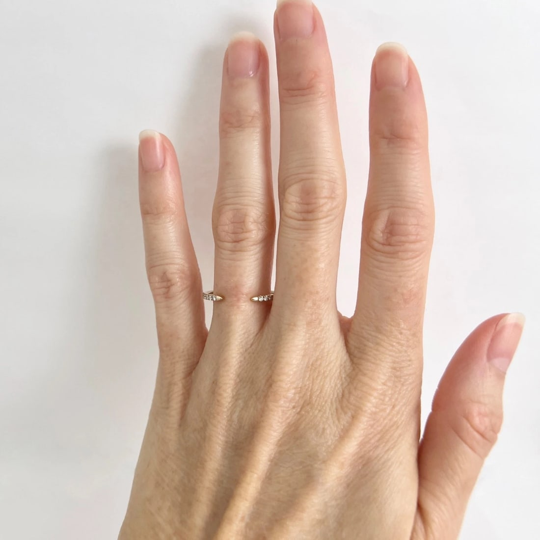 Thin Lab-Created Diamond Open Cuff Wedding Band Ring 14K Yellow Gold, Size 7.5 - 3