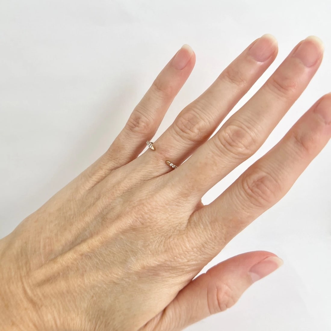 Thin Lab-Created Diamond Open Cuff Wedding Band Ring 14K Yellow Gold, Size 7.5 - 5