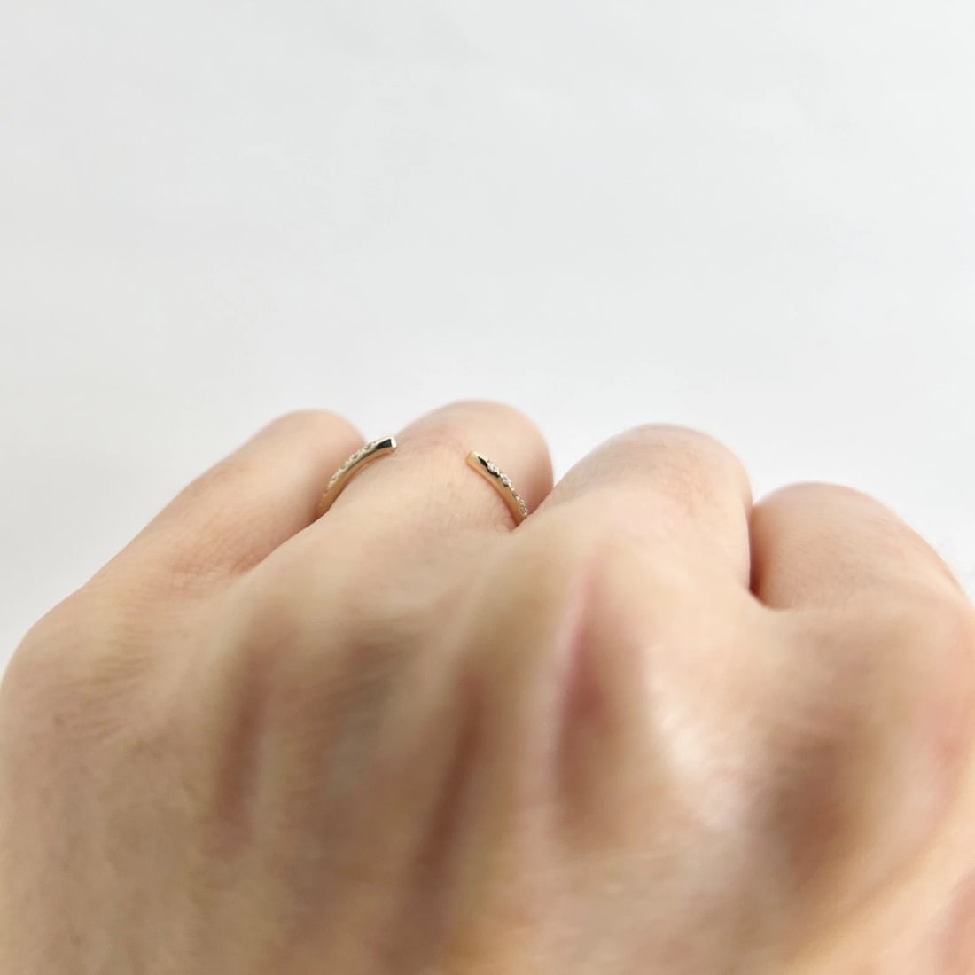 Thin Lab-Created Diamond Open Cuff Wedding Band Ring 14K Yellow Gold, Size 7.5 - 6