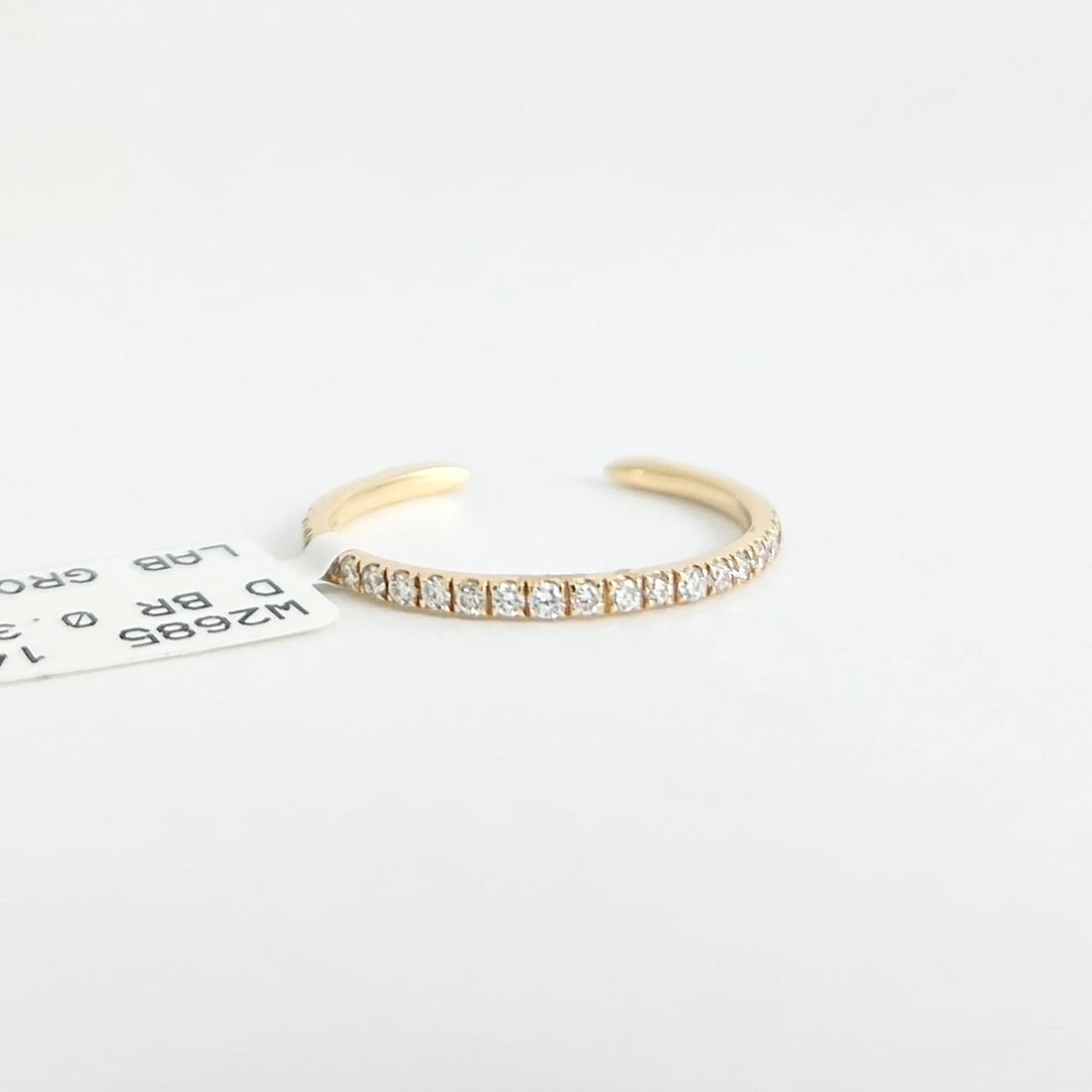 Thin Lab-Created Diamond Open Cuff Wedding Band Ring 14K Yellow Gold, Size 7.5 - 7