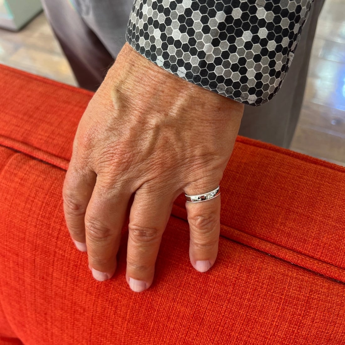 Men's Milgrain Edge Wedding Band Ring 14K White Gold, Size 9.25, 4.5 mm - 3