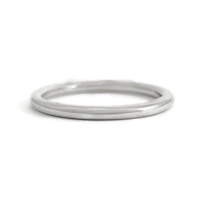 Plain Classic Rounded Wedding Band Ring 14K White Gold, Size 6, 1.6 mm - 2