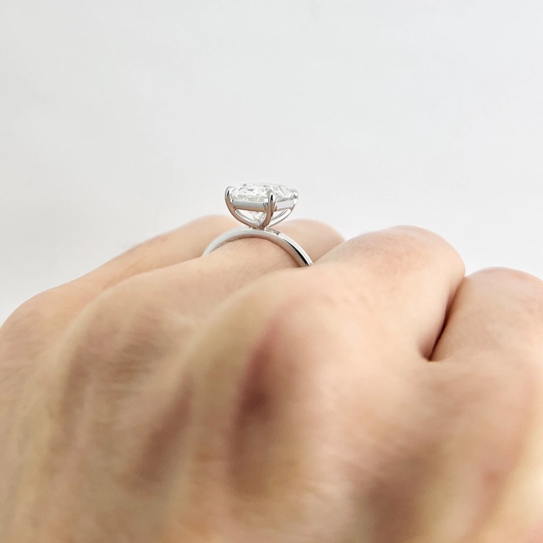 Elongate Old Mine Lab-Created Diamond Engagement Ring 14K White Gold, 3.08 CT - 6