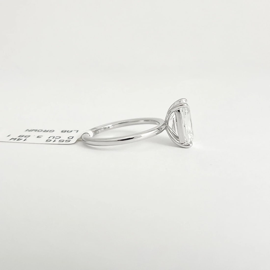 Elongate Old Mine Lab-Created Diamond Engagement Ring 14K White Gold, 3.08 CT - 7