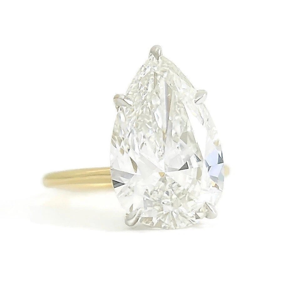 Pear Shape Lab-Created Diamond Engagement Ring 14K Yellow Gold, 5.21 CT - 2