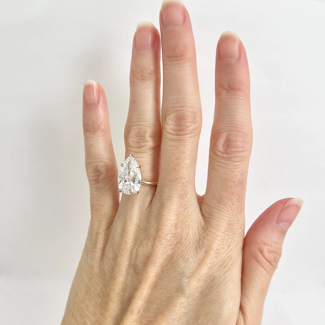 Pear Shape Lab-Created Diamond Engagement Ring 14K Yellow Gold, 5.21 CT - 3