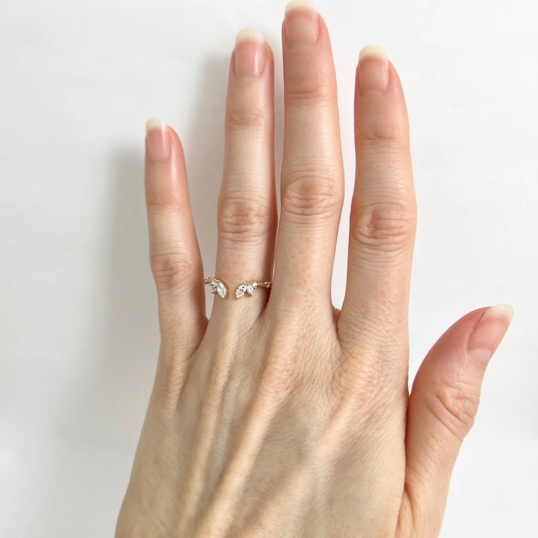 Open Curved Marquise Diamond Tiara Wedding Band Ring 14K Yellow Gold, .24 CTW - 3