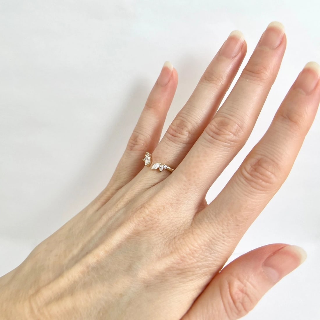 Open Curved Marquise Diamond Tiara Wedding Band Ring 14K Yellow Gold, .24 CTW - 4