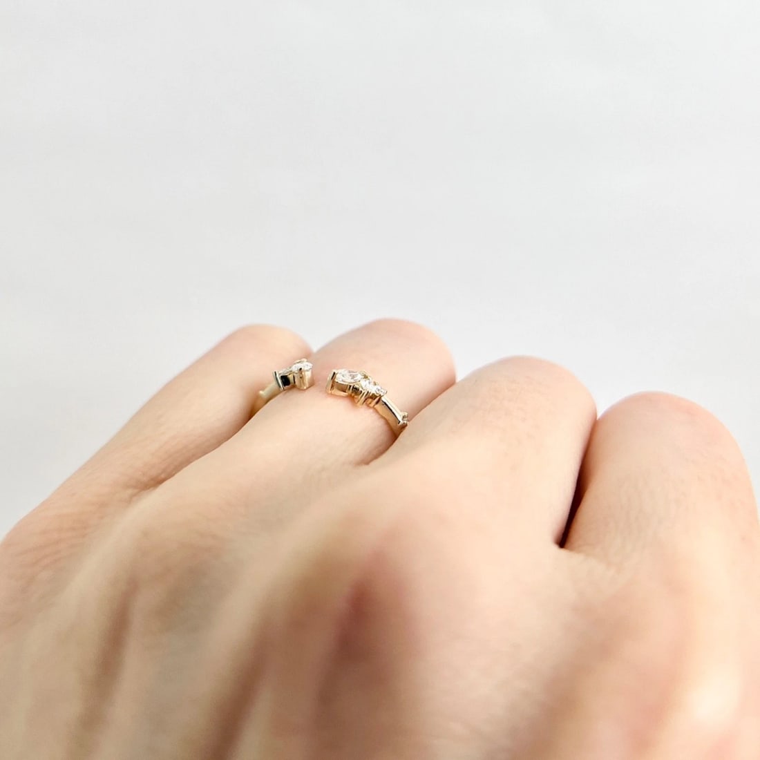 Open Curved Marquise Diamond Tiara Wedding Band Ring 14K Yellow Gold, .24 CTW - 5