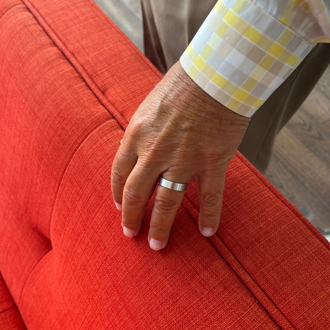 Men's Wide Satin Comfort Fit Wedding Band Ring 14K White Gold, Size 11, 6 mm - 3