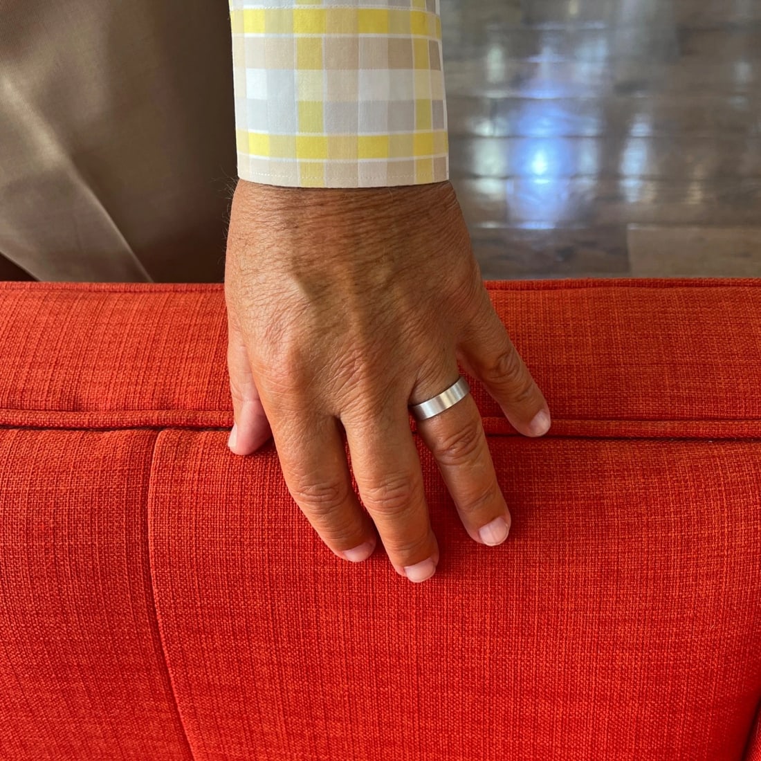 Men's Wide Satin Comfort Fit Wedding Band Ring 14K White Gold, Size 11, 6 mm - 4