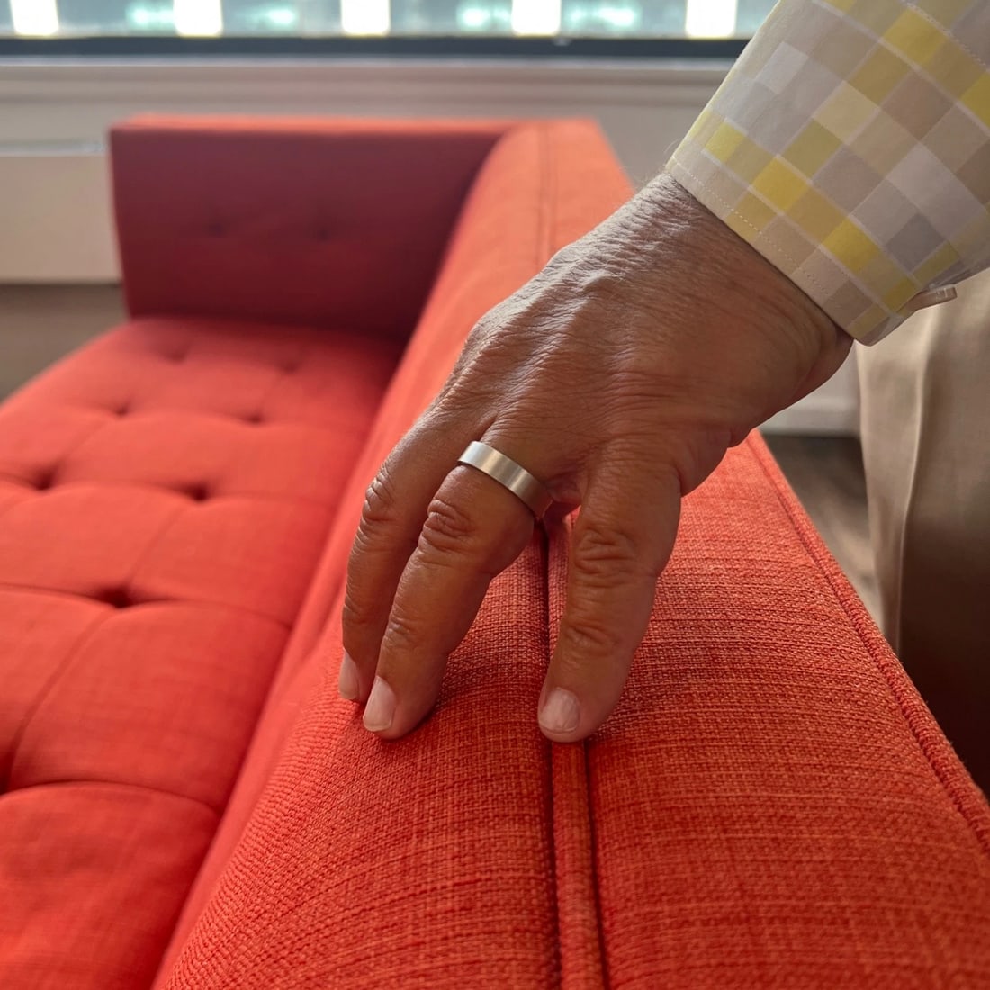 Men's Wide Satin Comfort Fit Wedding Band Ring 14K White Gold, Size 11, 6 mm - 5