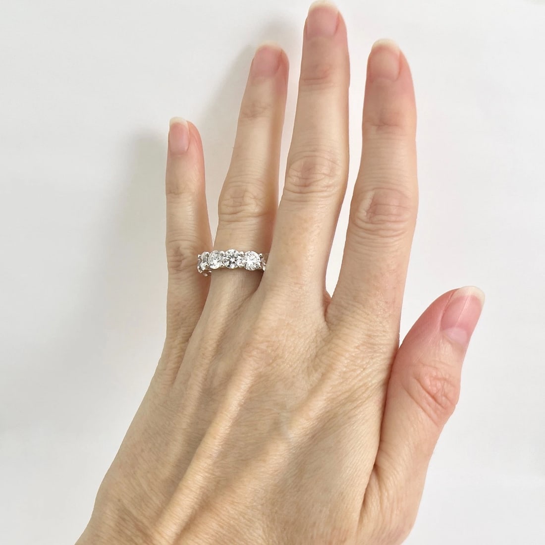 Lab-Created Diamond Eternity Ring Wedding Band 14K White Gold, 7.02 CTW Size 5.5 - 4