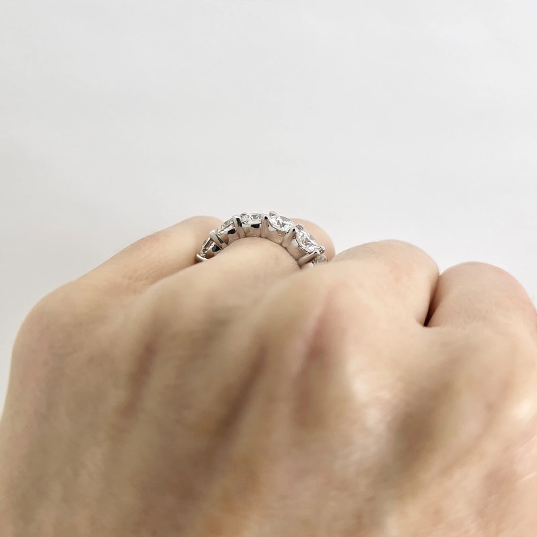 Lab-Created Diamond Eternity Ring Wedding Band 14K White Gold, 7.02 CTW Size 5.5 - 6