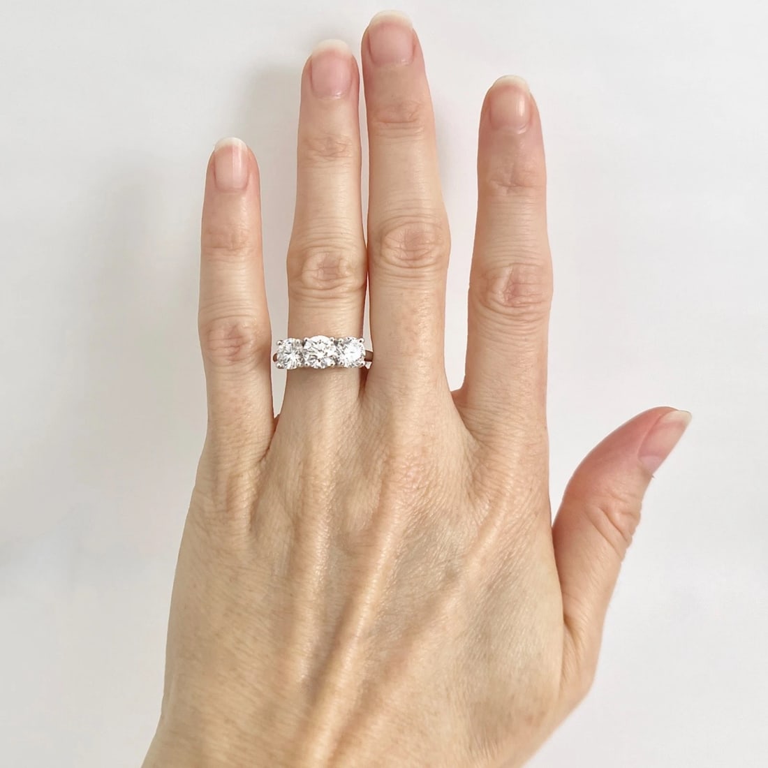 3-Stone Round Lab-Created Diamond Engagement Ring 14K White Gold, 2.58 CTW - 3