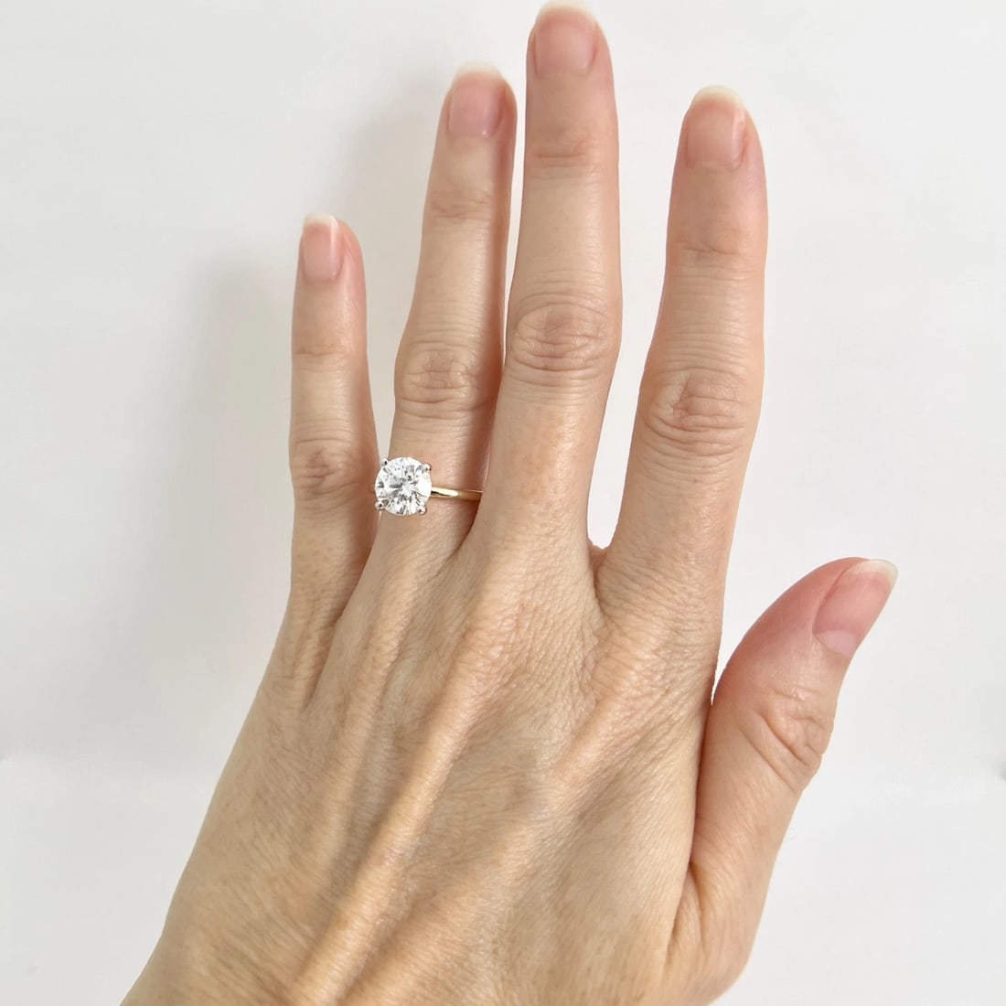 Round Lab-Created Diamond Solitaire Engagement Ring 14K Yellow Gold, 2.01 CT - 3