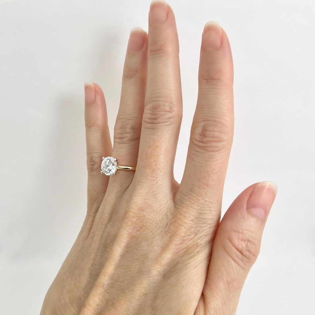 Round Lab-Created Diamond Solitaire Engagement Ring 14K Yellow Gold, 2.01 CT - 4