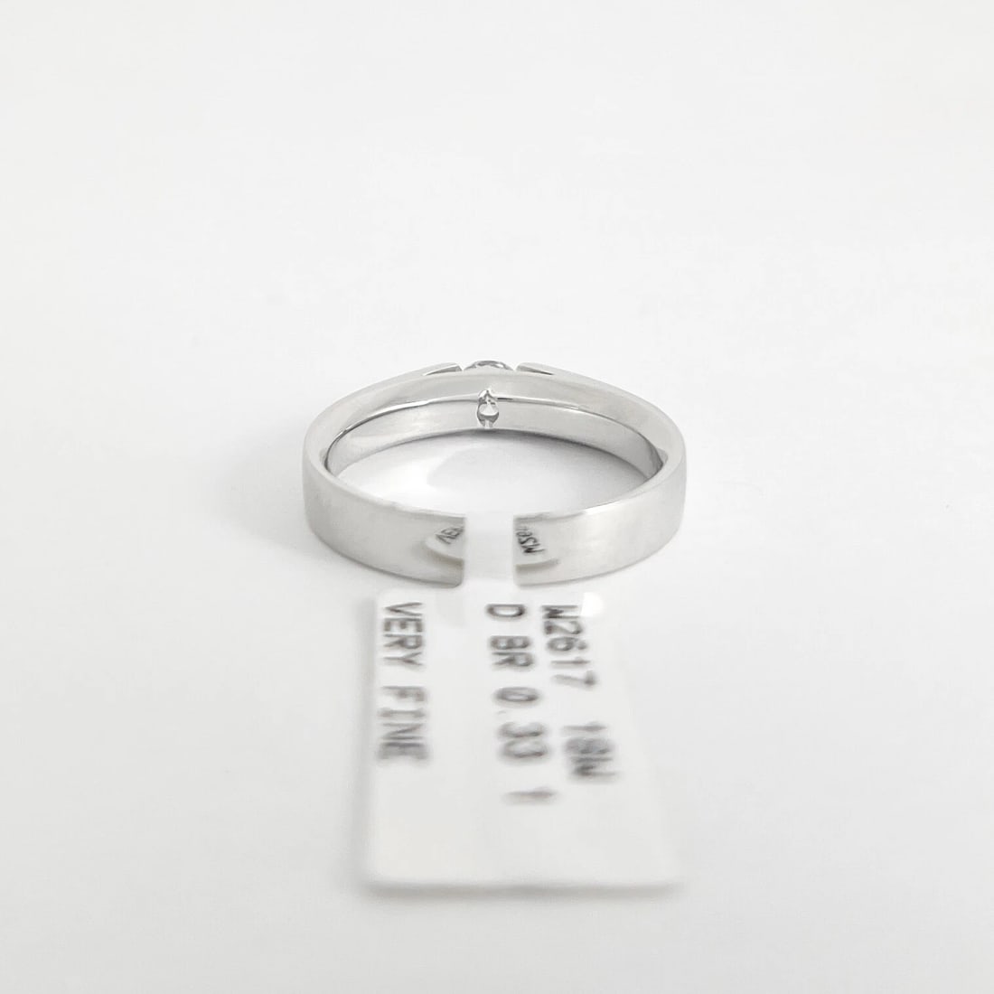 Men's Round Diamond Solitaire Wedding Band Ring 18K White Gold, .33 CT - 8