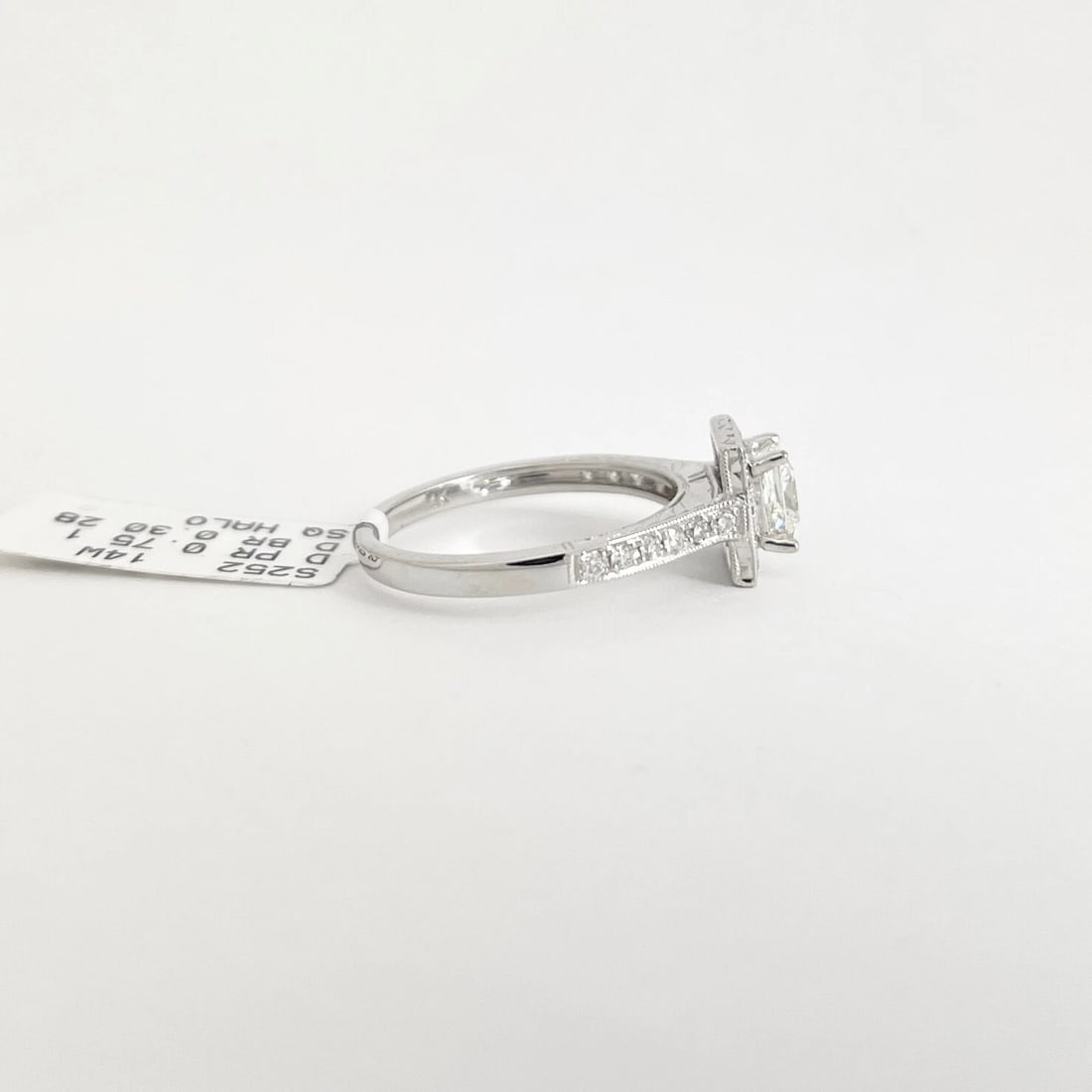 Princess Cut Square Halo Diamond Engagement Ring 14K White Gold, 1.05 CTW - 7