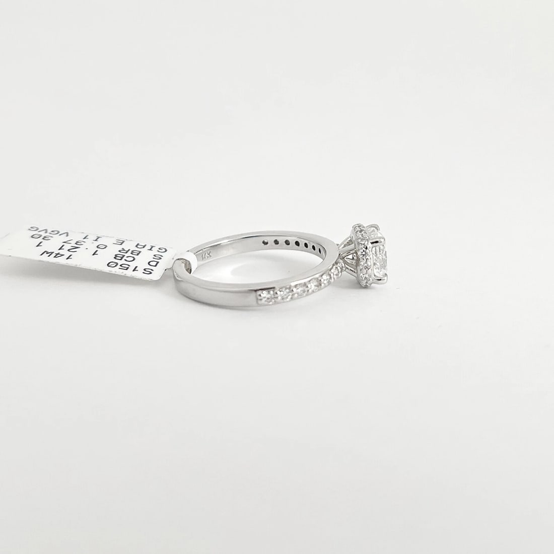 GIA Cushion Cut Diamond Hidden Halo Engagement Ring 14K White Gold, 1.58 CTW - 7