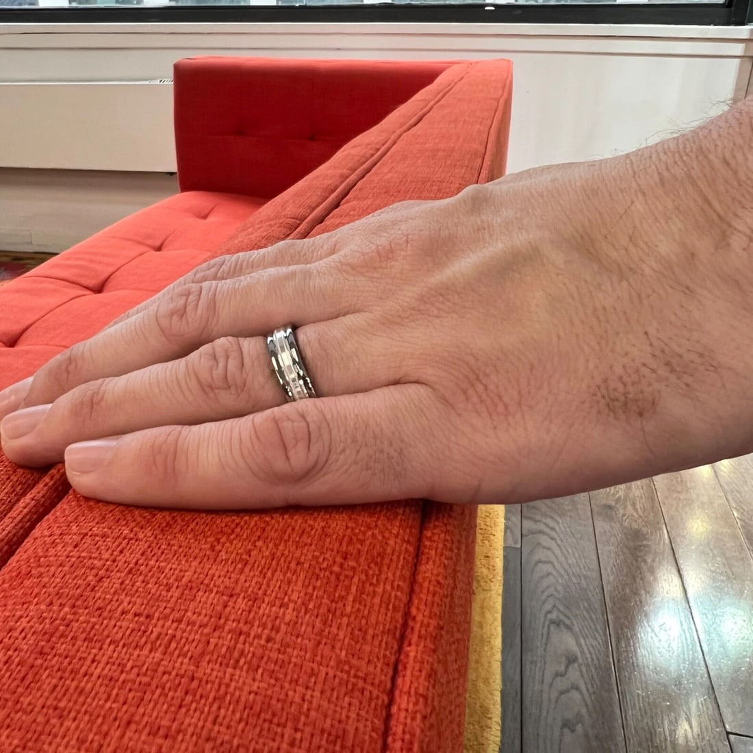 Men's Inlay Wedding Band Ring Tungsten Carbide 14K White Gold, Size 12, 6 mm - 5